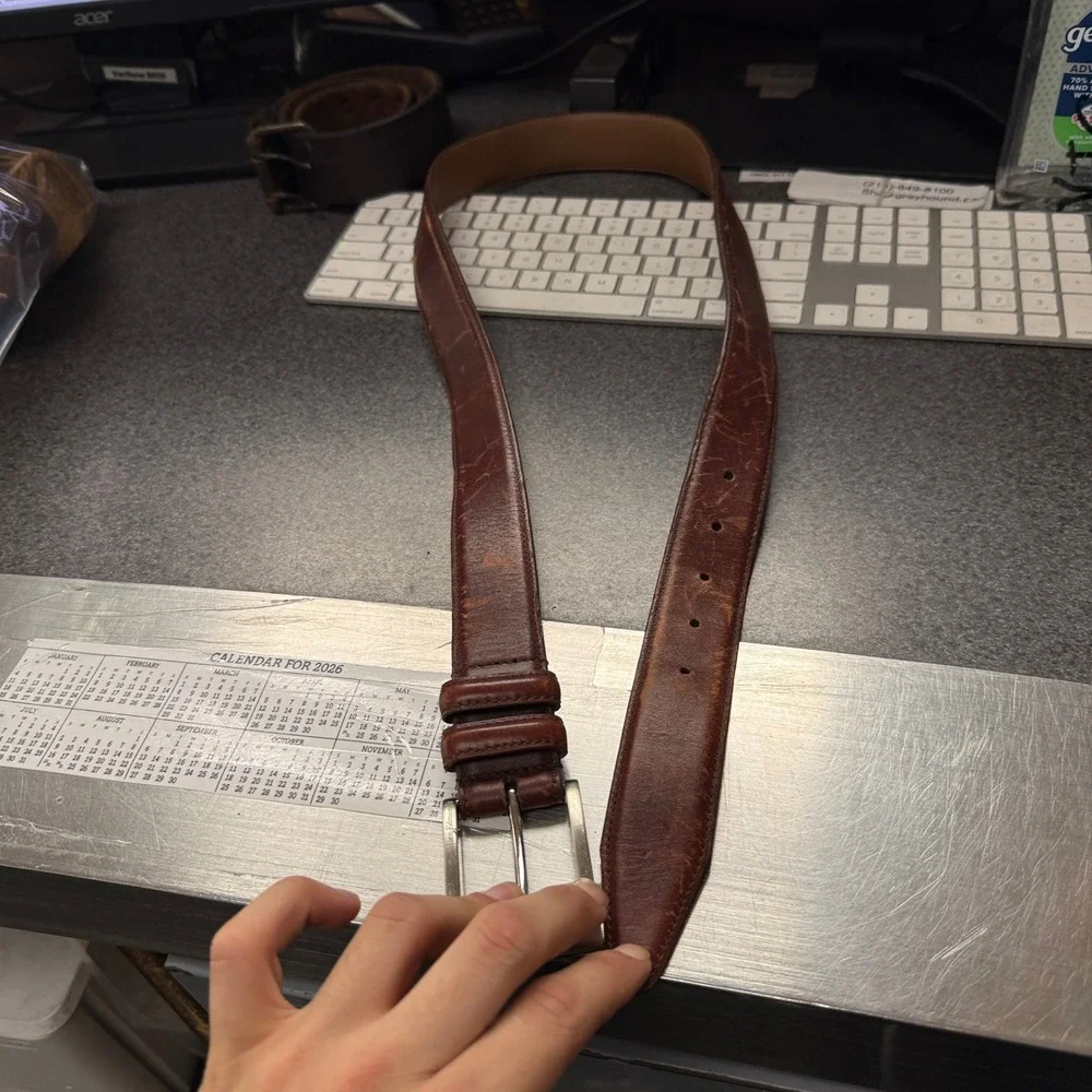 Allen Edmonds Dress Belt Mens 38 Brown Fair Calfskin Leather Made in USA 39506